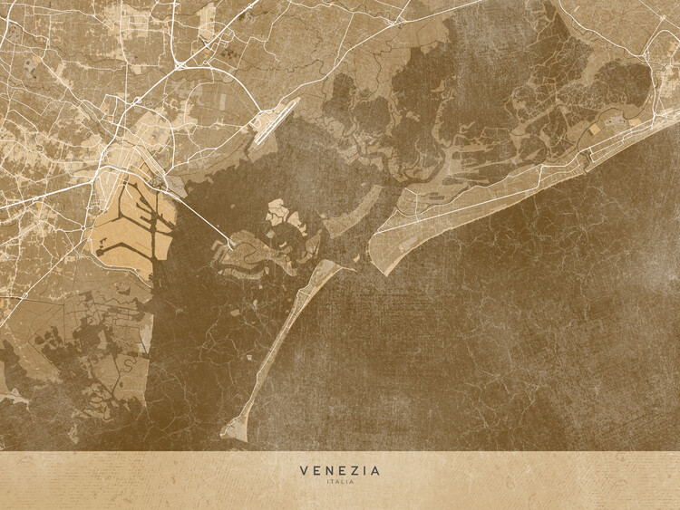 Kartta Map of Venice (Italy) in gray vintage style