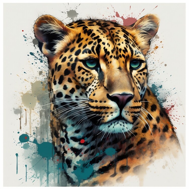 Art Poster Giant Tiger in Forest autumnal colours