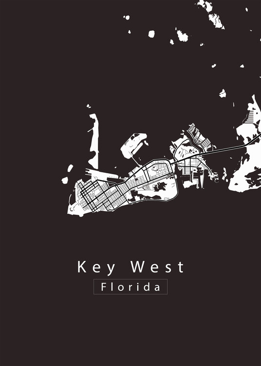 Mapa Key West Florida Island Map white