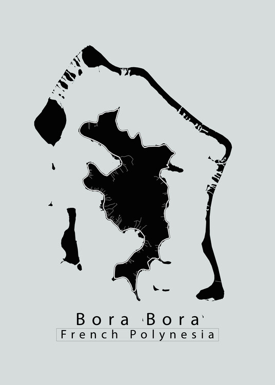 Karta Bora Bora French Polynesia Island dark