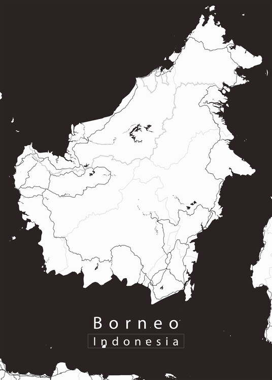 Map Borneo Indonesia Island Map white