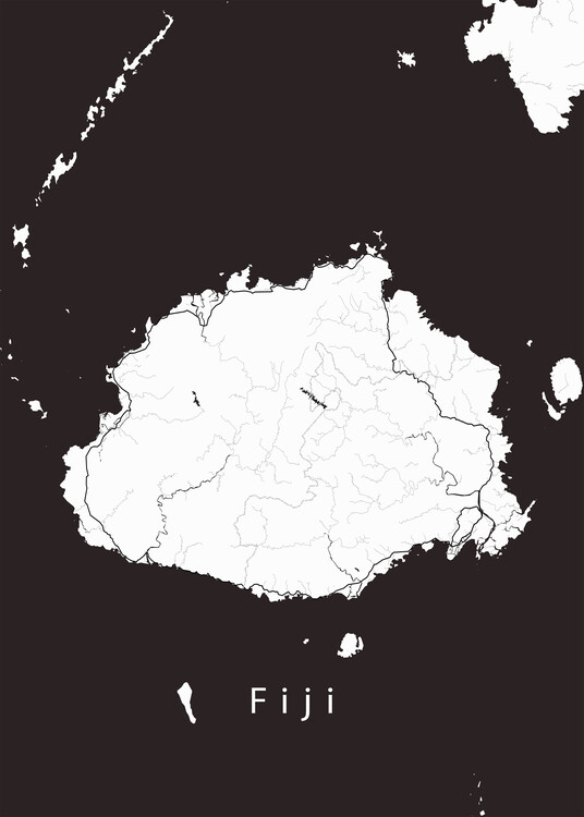 Mapa Fiji Island Map white