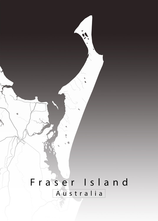 Map Fraser Island Australia Island Map white