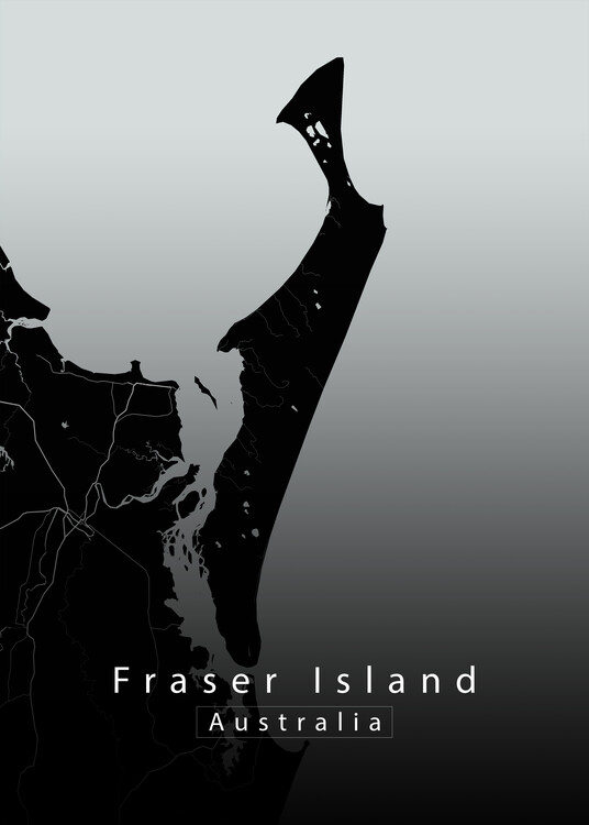 Map Fraser Island Australia Island Map dark