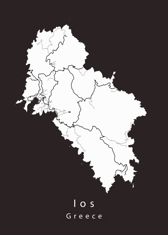 Mapa Ios Greece Island Map white