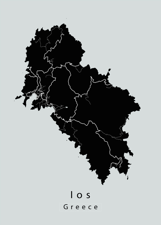 Mapa Ios Greece Island Map dark