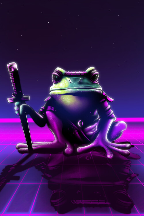 Illustration Retro samurai frog