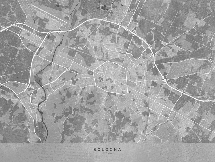 Mapa Map of Bologna (Italy) in gray vintage style