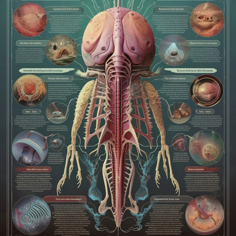 Ilustração Alien anatomy planet x2z