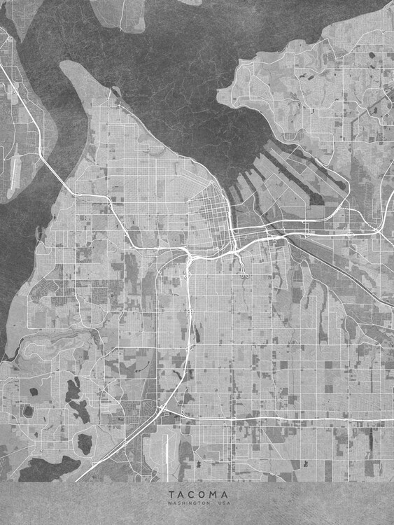 Map of Map of Tacoma (WA) in grey vintage style ǀ Maps of all cities ...