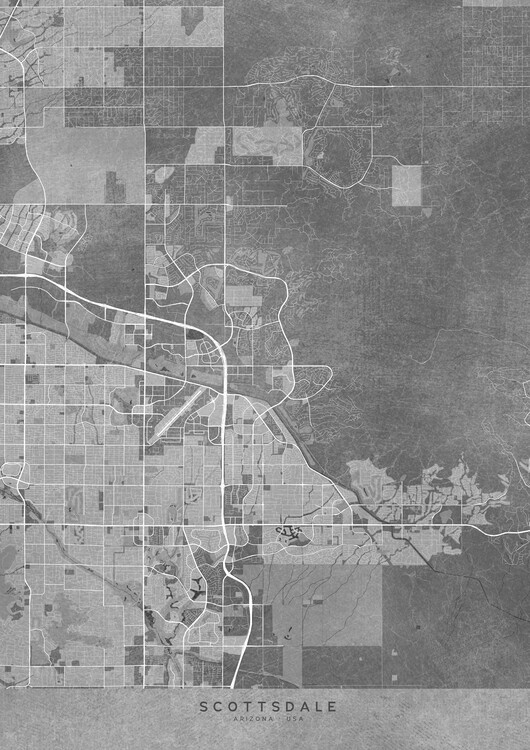 Map Map of Scottsdale (AZ, USA) in gray vintage style