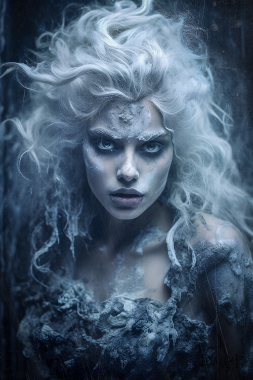 Art Photography Woman with snow white hair
