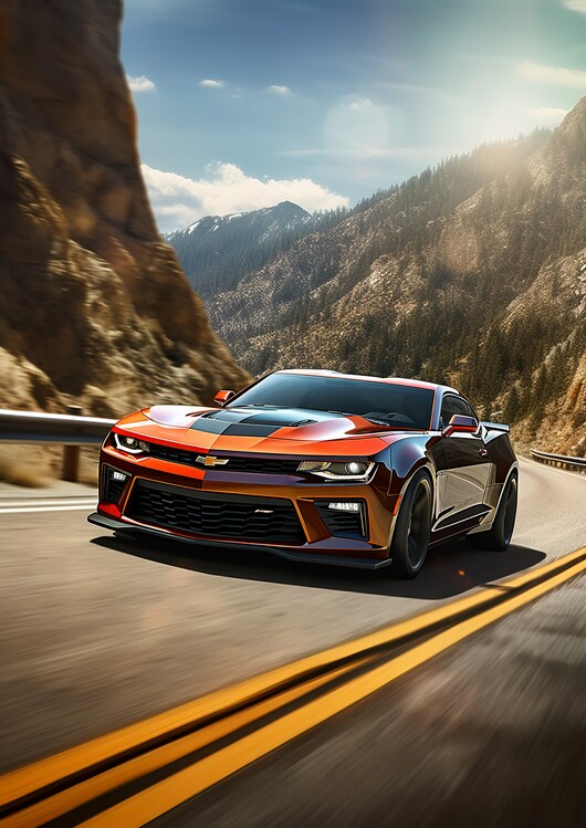 Plakát Camaro Car Mountain Race