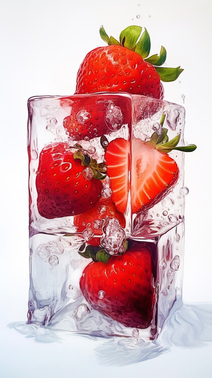 Illustration Ice-cube-strawberry