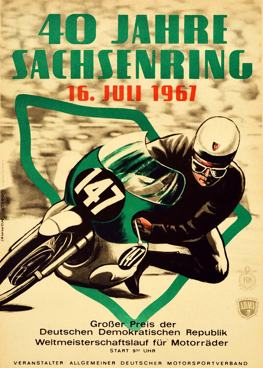 Canvas Print 40 Years Sachsenring 1967 Grand Prix Motorbike Race