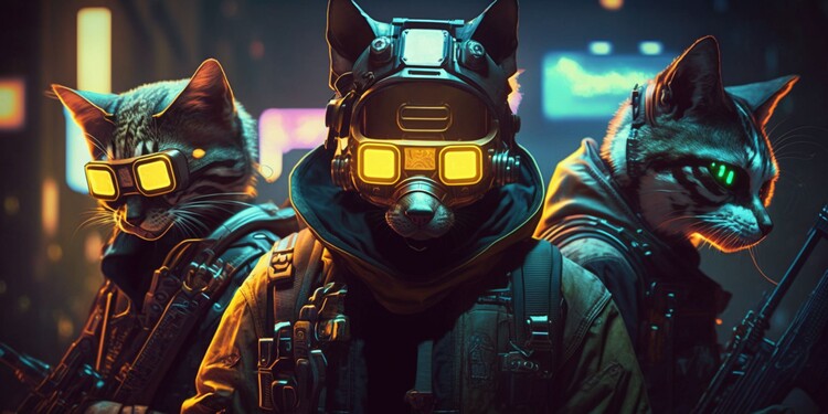 Illustration Cyberpunk Street Cat Warlords
