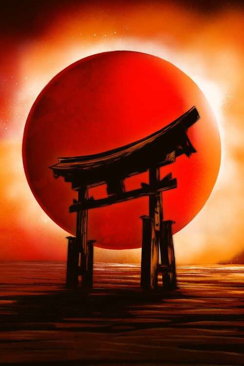 Impressão de arte Torii gate under the sun