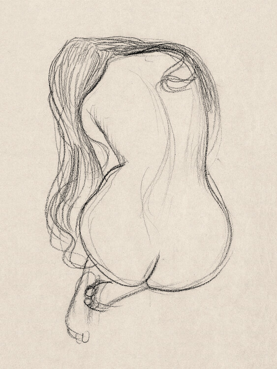 Fine Art Print Seated Female Nude No.2 (Sketchbook Study) - Gustav Klimt
