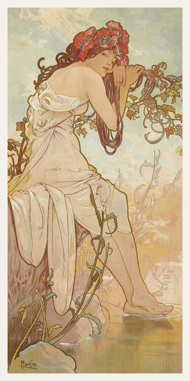 Fine Art Print The Seasons: Summer (Art Nouveau Portrait) - Alphonse Mucha