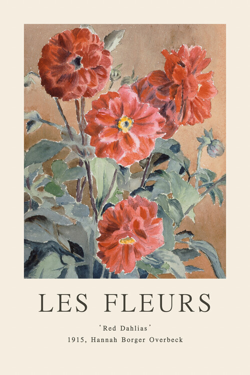 Kunstdruk Red Dahlias (Les Fleurs / The Flower Collection)