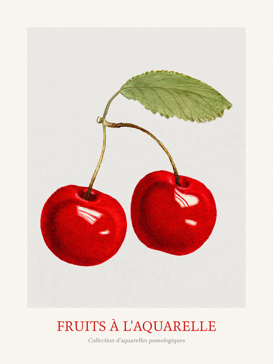 Print op canvas Cherries (Watercolour Kitchen Fruit)