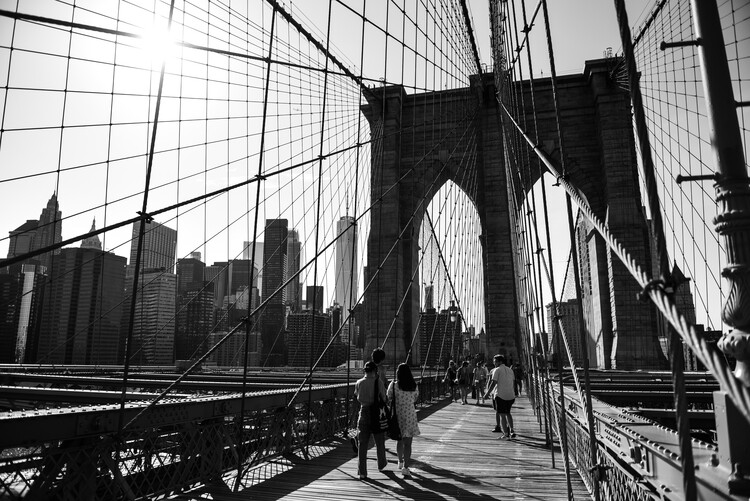 Poster noir & blanc du pont de Brooklyn à New York - acheter Poster noir &  blanc du pont de Brooklyn à New York (696) 