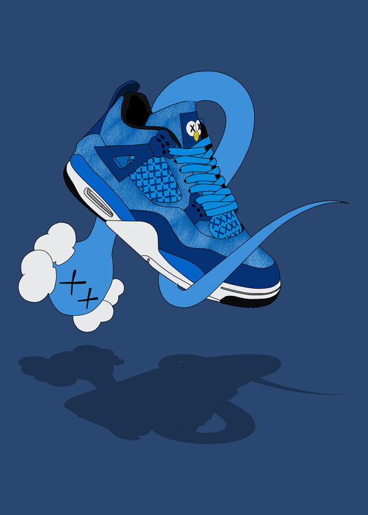 Illustration fly sneaker ghost blue
