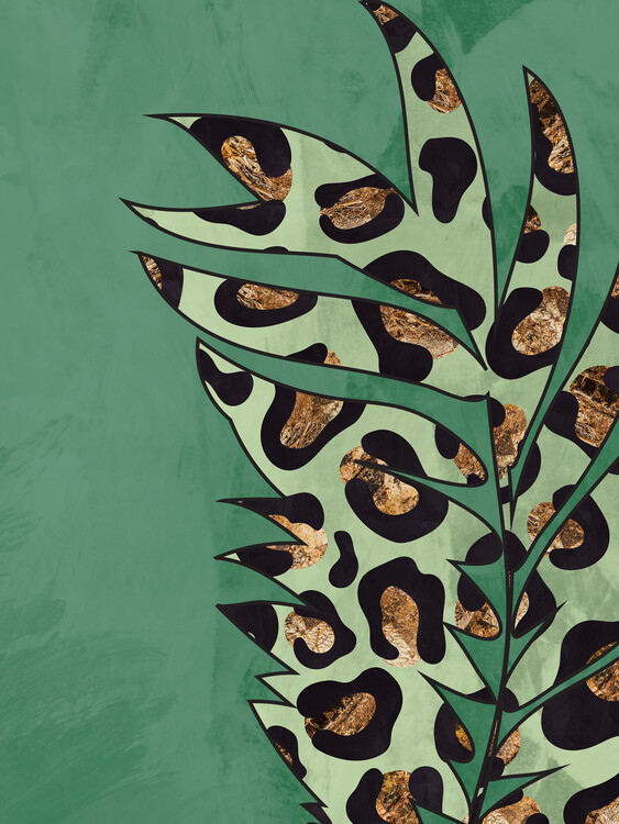 Ilustrare Green leopard print leaf