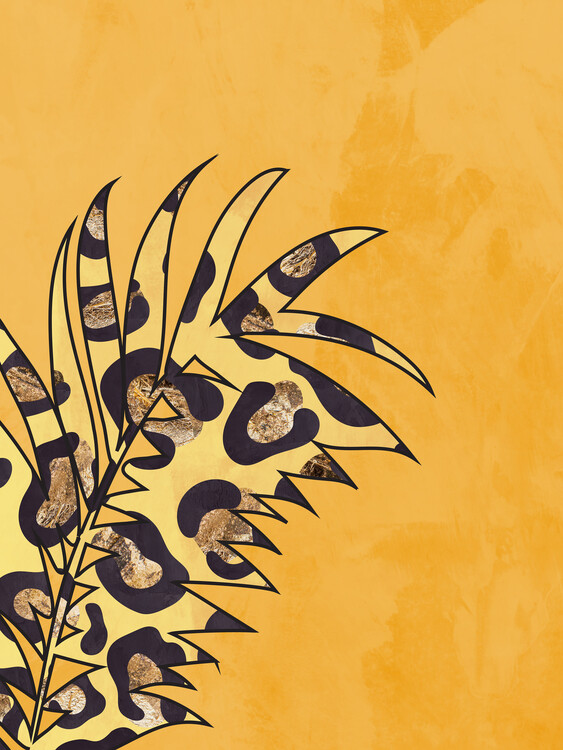 Illusztráció Yellow leopard print leaf