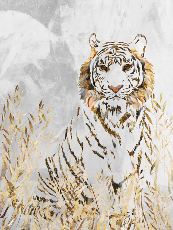 Art Poster Giant Tiger want to play with plane like a bird