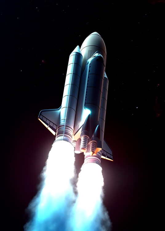 Illustration Rocket start to the moon
