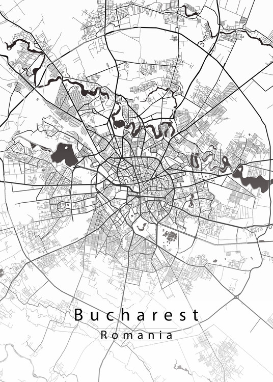 Mapa Bucharest Romania City Map white