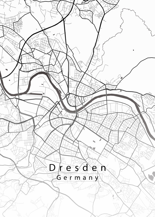 Mapa Dresden Germany City Map white
