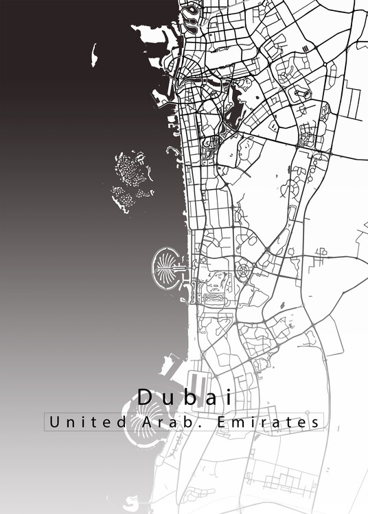 Kartta Dubai United Arab. Emirates City Map white