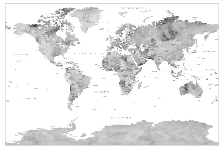 Photo Cartina mondo, disegnata illustrata pennellate