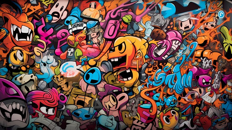 Εικονογράφηση Graffiti Gigant Size Urban Art Wallpaper Colorful Vibrance