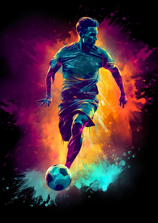 Canvas Print Football Soccer Silhouette