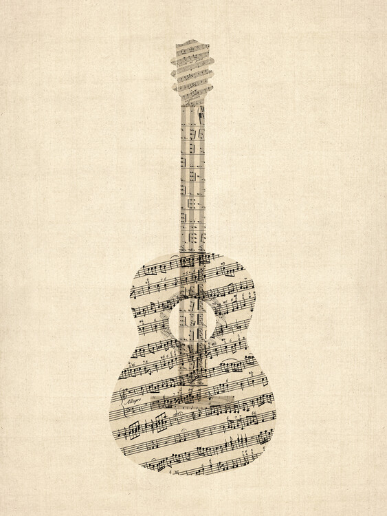 Illustration Acoustic Guitar Old Sheet Music