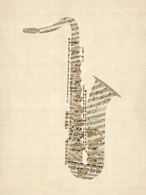 Ilustração Saxophone Old Sheet Music
