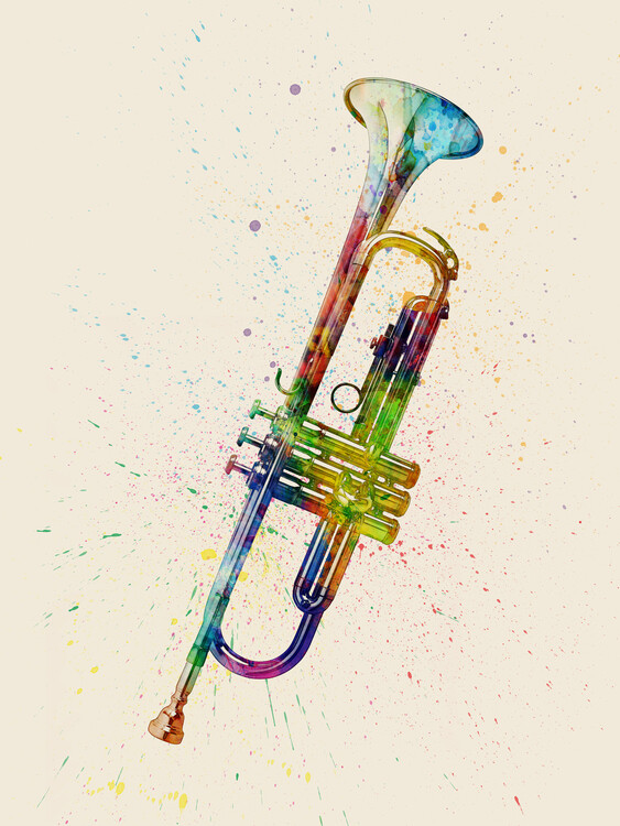 Illustration Trumpet Abstract Watercolor