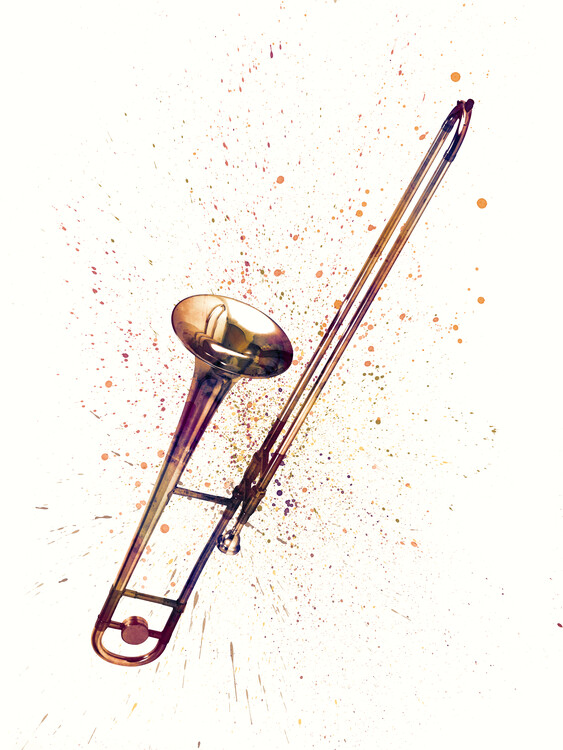 Illustration Trombone Abstract Watercolor