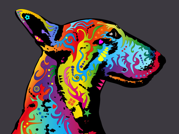 Illustration English Bull Terrier Dog Pop Art