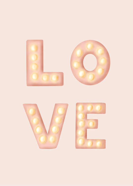 Illustration LOVE Light Letters Pink
