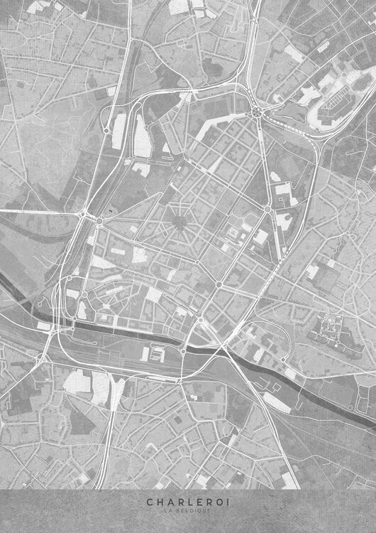 Map Map of Charleroi (Belgium) in gray vintage style