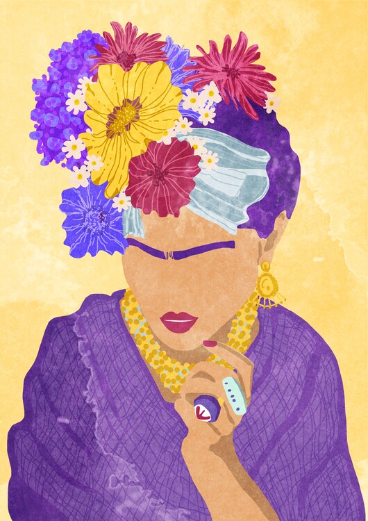Ilustração Frida and flowers