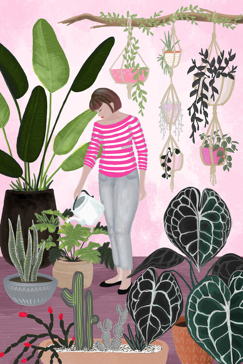 Ilustração My home jungle in pink
