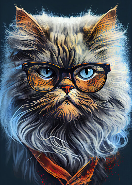 Ilustracja Hipster Cat Teo
