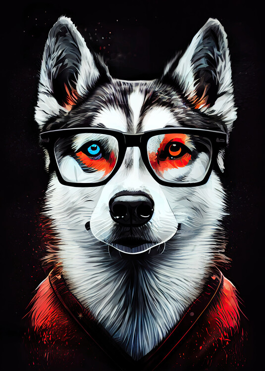 Ilustracija Hipster Dog Luna