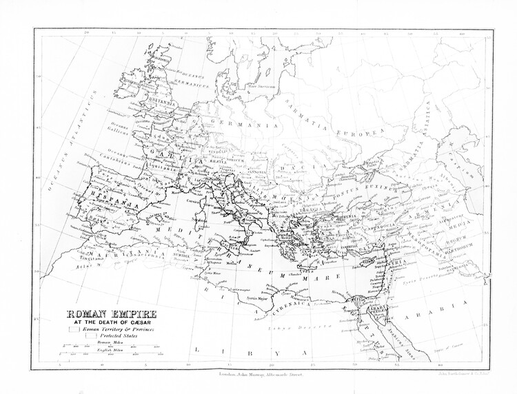 Zemljevid Roman empire vintage white map