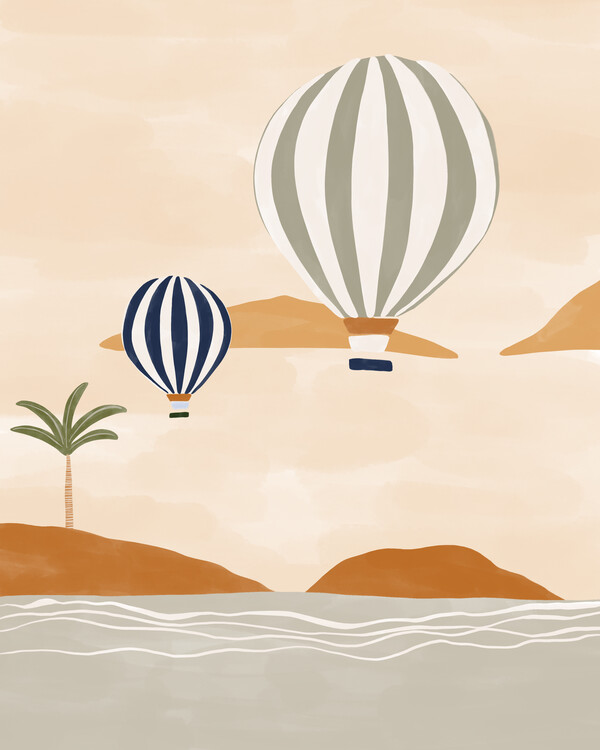 Illustration Airballoons In Dessert